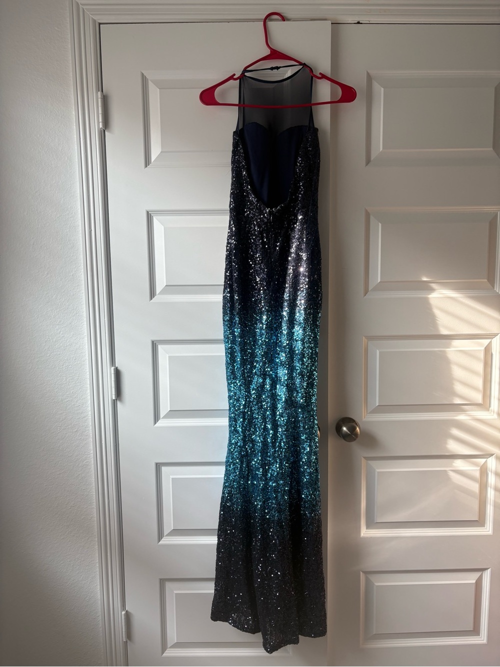 Speechless Navy to Teal Sequin Ombre Prom Gown